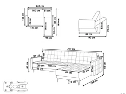 Beliani 4-Istuttava Kulmavuodesohva Sametti Vasenk. Hiekanruskea Aberdeen Best