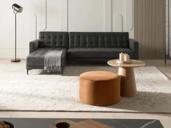 Beliani 4-Istuttava Kulmavuodesohva Keinonahka Oikeak. Musta Aberdeen Outlet