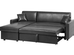 Beliani 3-Istuttava Kulmavuodesohva Säilytystilalla Keinonahka Oikeak. Musta Ogna Flash Sale
