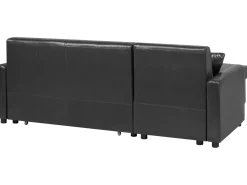 Beliani 3-Istuttava Kulmavuodesohva Säilytystilalla Keinonahka Oikeak. Musta Ogna Flash Sale