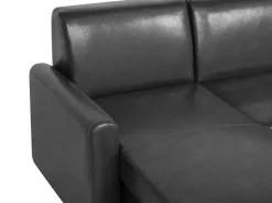 Beliani 3-Istuttava Kulmavuodesohva Säilytystilalla Keinonahka Oikeak. Musta Ogna Flash Sale