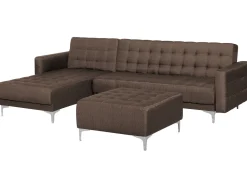 Beliani 4-Istuttava Kulmavuodesohva Ja Rahi Kangas Oikeak. Tummanruskea Aberdeen Fashion