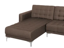 Beliani 4-Istuttava Kulmavuodesohva Ja Rahi Kangas Oikeak. Tummanruskea Aberdeen Fashion