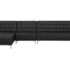 Beliani 5-Istuttava Kulmavuodesohva Keinonahka Oikeak. Musta Aberdeen Fashion