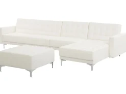 Beliani 5-Istuttava Kulmavuodesohva Ja Rahi Keinonahka Vasenk. Valkoinen Aberdeen Best Sale