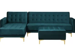 Beliani 4-Istuttava Kulmavuodesohva Ja Rahi Sametti Oikeak. Sinivihrea Aberdeen Outlet