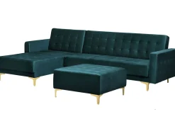 Beliani 4-Istuttava Kulmavuodesohva Ja Rahi Sametti Oikeak. Sinivihrea Aberdeen Outlet