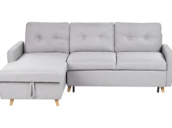 Beliani 4-Istuttava Kulmavuodesohva Säilytystilalla Oikeak. Vaaleanharmaa Flakk Shop