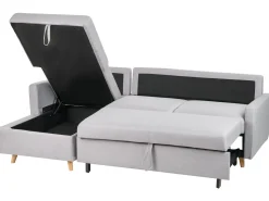 Beliani 4-Istuttava Kulmavuodesohva Säilytystilalla Oikeak. Vaaleanharmaa Flakk Shop