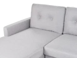 Beliani 4-Istuttava Kulmavuodesohva Säilytystilalla Oikeak. Vaaleanharmaa Flakk Shop