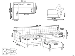 Beliani 5-Istuttava Kulmavuodesohva Ja Rahi Sametti Oikeak. Laivastonsininen Aberdeen Store