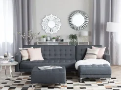 Beliani 4-Istuttava Kulmavuodesohva Kangas Vasenk. Tummanharmaa Aberdeen Cheap