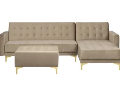 Beliani 4-Istuttava Kulmavuodesohva Ja Rahi Sametti Vasenk. Hiekanruskea Aberdeen Outlet