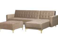 Beliani 4-Istuttava Kulmavuodesohva Ja Rahi Sametti Vasenk. Hiekanruskea Aberdeen Outlet
