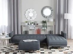 Beliani 4-Istuttava Kulmavuodesohva Ja Rahi Kangas Vasenk. Tummanharmaa Aberdeen Store