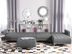 Beliani 5-Istuttava Kulmavuodesohva Kangas Vasenk. Vaaleanharmaa Aberdeen Store