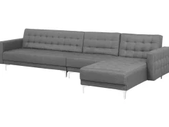 Beliani 5-Istuttava Kulmavuodesohva Kangas Vasenk. Vaaleanharmaa Aberdeen Store