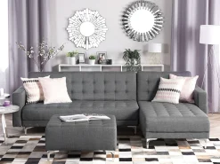 Beliani 4-Istuttava Kulmavuodesohva Kangas Vasenk. Vaaleanharmaa Aberdeen Outlet