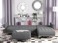 Beliani 4-Istuttava Kulmavuodesohva Kangas Vasenk. Vaaleanharmaa Aberdeen Outlet