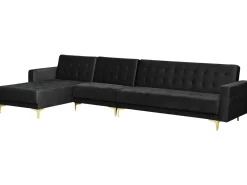 Beliani 5-Istuttava Kulmavuodesohva Ja Rahi Sametti Oikeak. Musta Aberdeen Best Sale