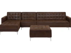 Beliani 5-Istuttava Kulmavuodesohva Ja Rahi Keinonahka Oikeak. Ruskea Aberdeen Hot