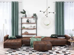 Beliani 5-Istuttava Kulmavuodesohva Ja Rahi Keinonahka Oikeak. Ruskea Aberdeen Hot