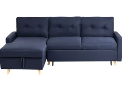 Beliani 4-Istuttava Kulmavuodesohva Säilytystilalla Oikeak. Laivastonsininen Flakk Cheap