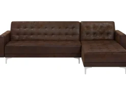 Beliani 4-Istuttava Kulmavuodesohva Keinonahka Vasenk. Ruskea Aberdeen Best Sale