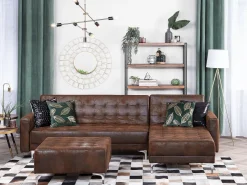 Beliani 4-Istuttava Kulmavuodesohva Keinonahka Vasenk. Ruskea Aberdeen Best Sale