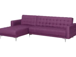 Beliani 4-Istuttava Kulmavuodesohva Kangas Oikeak. Violetti Aberdeen Online