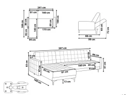 Beliani 4-Istuttava Kulmavuodesohva Kangas Oikeak. Violetti Aberdeen Online