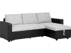 Beliani 3-Istuttava Kulmavuodesohva Kangas Vasenk. Harmaa/Musta Tampere Discount