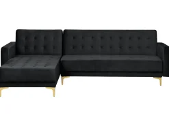 Beliani 4-Istuttava Kulmavuodesohva Sametti Oikeak. Musta Aberdeen Discount