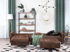 Beliani 4-Istuttava Kulmavuodesohva Ja Rahi Keinonahka Oikeak. Ruskea Aberdeen Sale