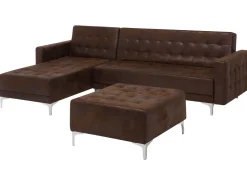 Beliani 4-Istuttava Kulmavuodesohva Ja Rahi Keinonahka Oikeak. Ruskea Aberdeen Sale