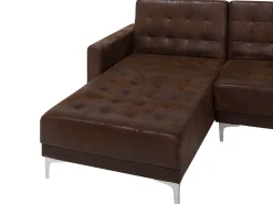 Beliani 4-Istuttava Kulmavuodesohva Ja Rahi Keinonahka Oikeak. Ruskea Aberdeen Sale