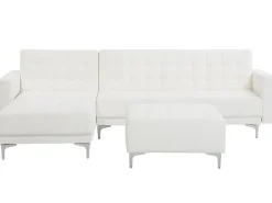 Beliani 4-Istuttava Kulmavuodesohva Ja Rahi Keinonahka Oikeak. Valkoinen Aberdeen Store