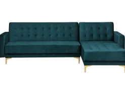 Beliani 4-Istuttava Kulmavuodesohva Sametti Vasenk. Sinivihrea Aberdeen Outlet