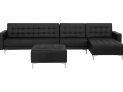 Beliani 5-Istuttava Kulmavuodesohva Ja Rahi Keinonahka Vasenk. Musta Aberdeen Best Sale