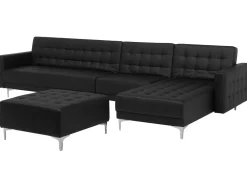 Beliani 5-Istuttava Kulmavuodesohva Ja Rahi Keinonahka Vasenk. Musta Aberdeen Best Sale