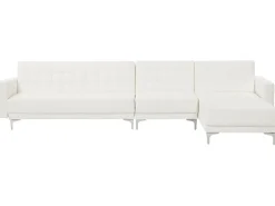 Beliani 5-Istuttava Kulmavuodesohva Keinonahka Vasenk. Valkoinen Aberdeen Best Sale