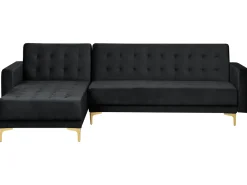 Beliani 4-Istuttava Kulmavuodesohva Ja Rahi Sametti Oikeak. Musta Aberdeen Discount