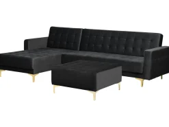 Beliani 4-Istuttava Kulmavuodesohva Ja Rahi Sametti Oikeak. Musta Aberdeen Discount