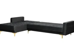 Beliani 4-Istuttava Kulmavuodesohva Ja Rahi Sametti Oikeak. Musta Aberdeen Discount