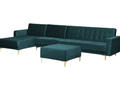 Beliani 5-Istuttava Kulmavuodesohva Ja Rahi Sametti Oikeak. Sinivihrea Aberdeen Online