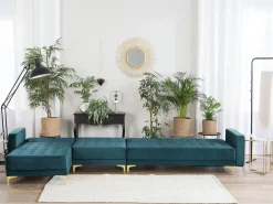 Beliani 5-Istuttava Kulmavuodesohva Sametti Oikeak. Sinivihrea Aberdeen Shop