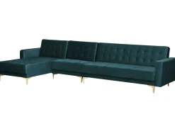 Beliani 5-Istuttava Kulmavuodesohva Sametti Oikeak. Sinivihrea Aberdeen Shop