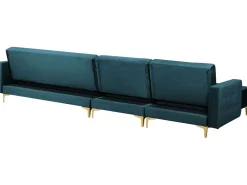 Beliani 5-Istuttava Kulmavuodesohva Sametti Oikeak. Sinivihrea Aberdeen Shop