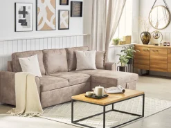 Beliani 3-Istuttava Kulmavuodesohva Säilytystilalla Keinonahka Vasenk. Ruskea Nesna Best Sale