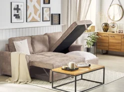 Beliani 3-Istuttava Kulmavuodesohva Säilytystilalla Keinonahka Vasenk. Ruskea Nesna Best Sale